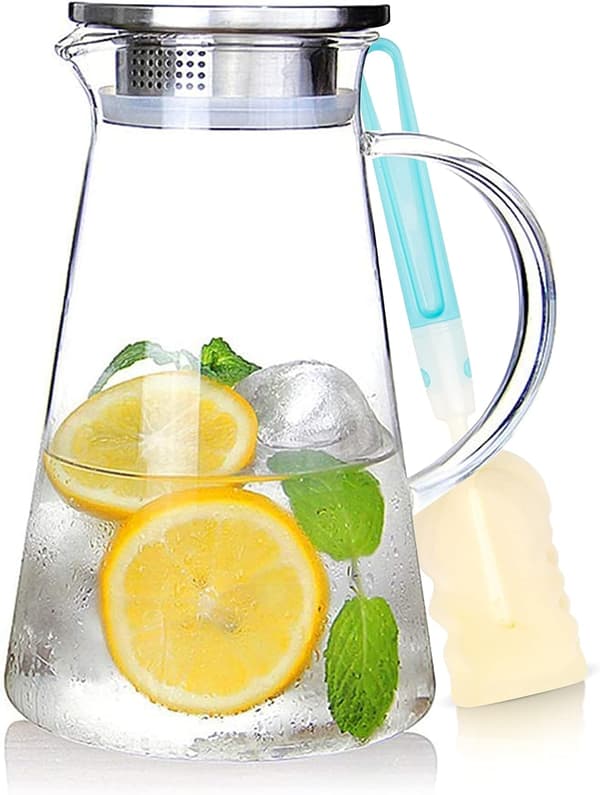 Glaskaraffel/kande, 2 L, med låg, til varmt eller koldt vand
