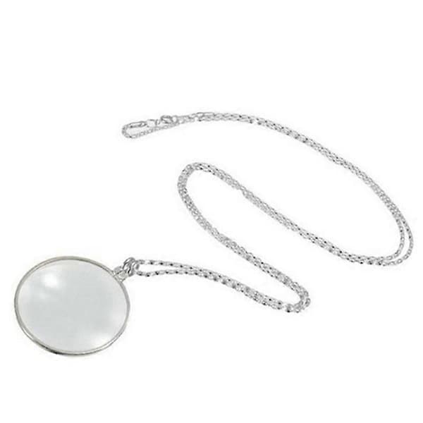 5X Förstoringsglas Hänge 1.6 Glaslins Dia. och 35 Legeringshalsband (Silver)