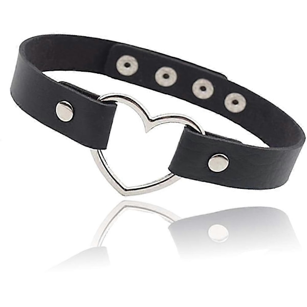 Justerbar Lær Myk Punk PU Goth Choker Halskjede Dame Kragekjede