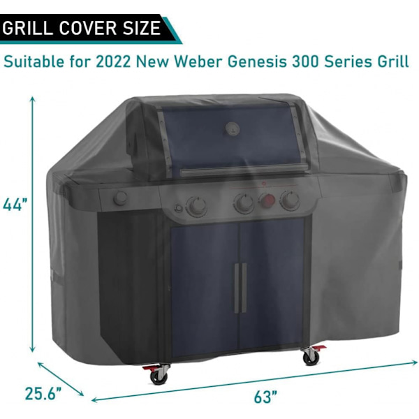 Grillöverdrag för Nya 2022 Weber Genesis 400-serien 4-brännare Gasolgrill Utomhus Vattentät, 7758 Passar Genesis E-425s