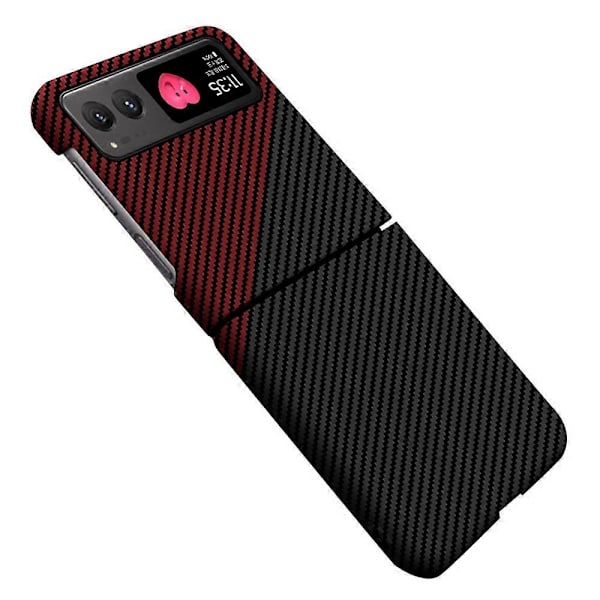 (Sort+Rød) Til Motorola Razr 40 5G Kulfibertekstur Hård PC Telefon Cover Stødsikkert Telefonetui Sort+Rød