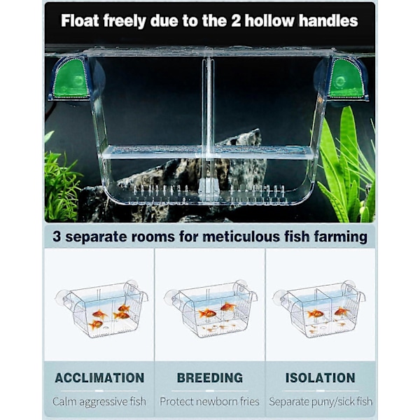 20*10*10cm Akvarium Fisk Ynglekasse, Akryl Inkubator Tank med Sugekopper til Rejeudrugning