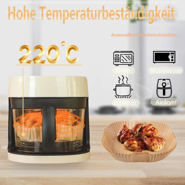 Bakplåtspapperstillbehör för airfryer, non-stick, vattentätt, oljebeständigt, 100 stycken