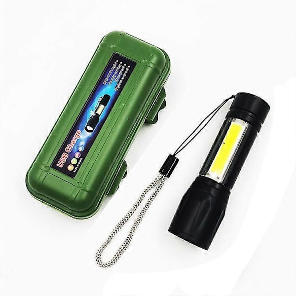 2 stk. Zoombar USB Genopladelig Taktisk Lommelygte, Super Lys LED Lommelygte med Indbygget Batteri og Oplader, Zoombar, Vandtæt, Bærbar Lygte