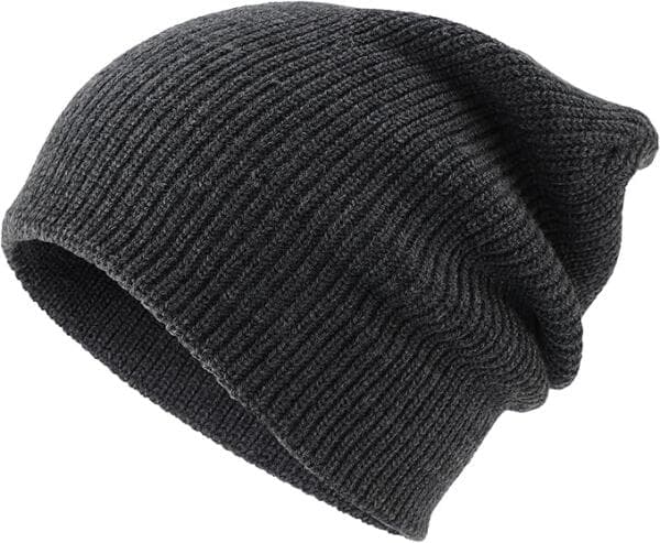 Stickad mössa för män kvinnor varma vinterhattar upprullade mössor Skull Cap akryl Watch Hat mörkgrå