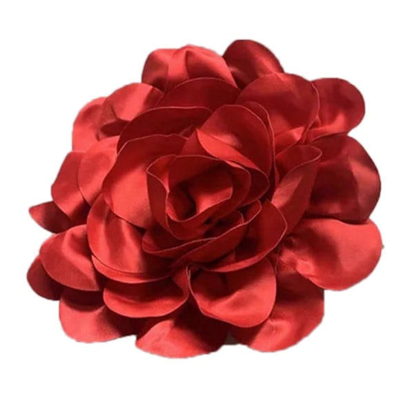 (Röd) Stilfull Lapel Blomma Accessoar Trendig Satäng Blomma Broschnål Kragstift Ornament för Modeentusiaster Röd