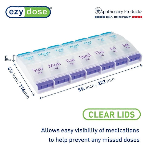 Ezy-Dose AM/PM Pillerplanerare med Tryckknapp (XL)