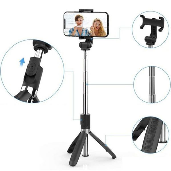 Bluetooth Selfie Stick Stativ Utdragbar Stång Smartphonehållare