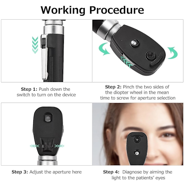 (HS-OP10S) Direkt Oftalmoskop 5 Olika Aperturer Professionellt Portabelt Handhållet Oftalmoskop Oftalmol HS-OP10S
