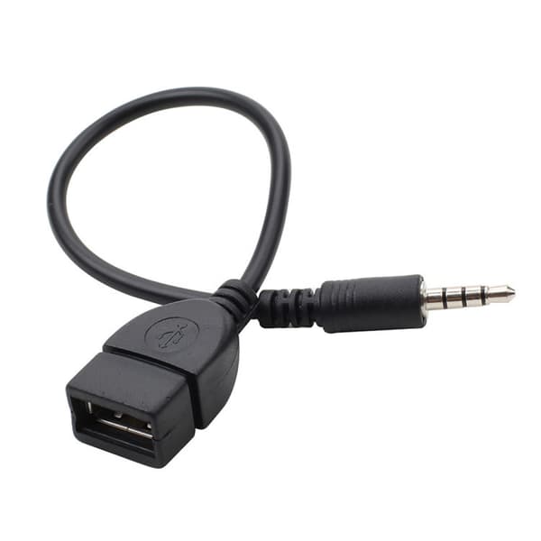 USB-stik, AUX, 3,5 mm stik til lyddata-opladningskabel sort