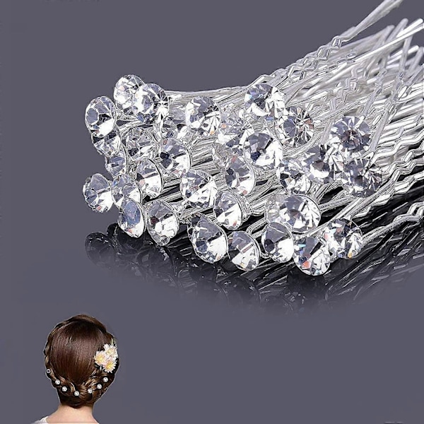 U-formad Diamant Hårklämma, Formade Diamant Hårnålar, Bröllopshårnål, Brud Pärlblomma Kristall För Bröllopstillbehör, 30 Enheter