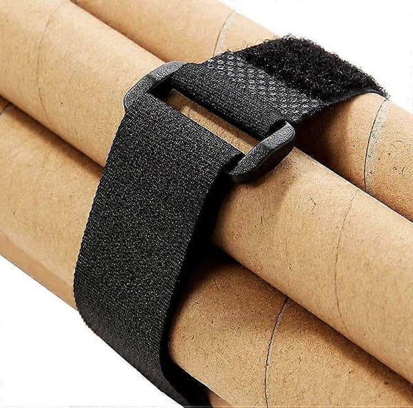 Sæt med 5-Sort-med velcro kabelbindere i genanvendelige stropper 2,5 cm X 30 cm 5 stk - sort