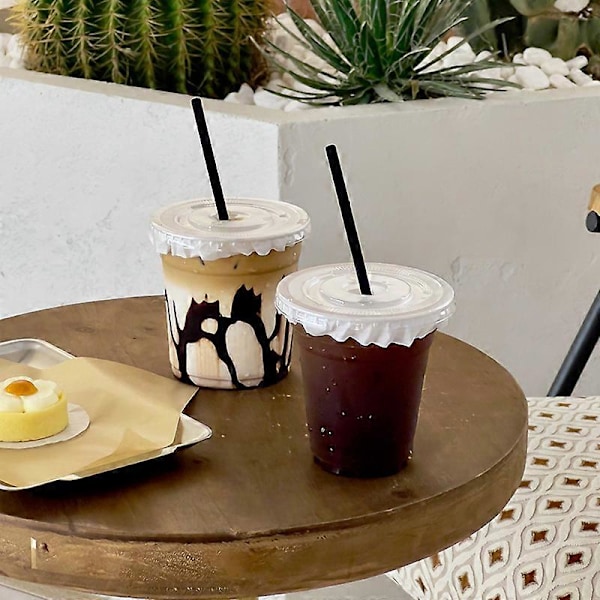 (JWDd) 100 stk. 360 ml plastikkopper med flade låg, ideelle til iskaffe og smoothies