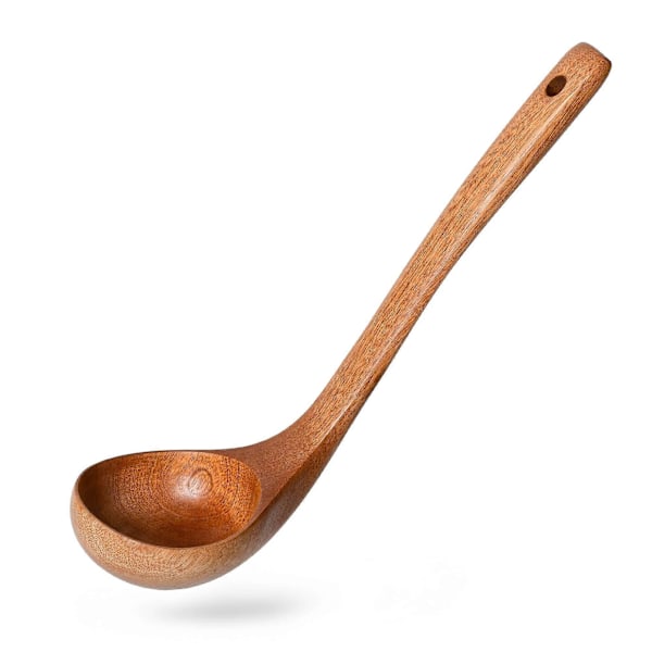 Puinen kauha tarjoiluun ja ruoanlaittoon, 28 cm:n varrella ja 74 ml:n tilavuudella