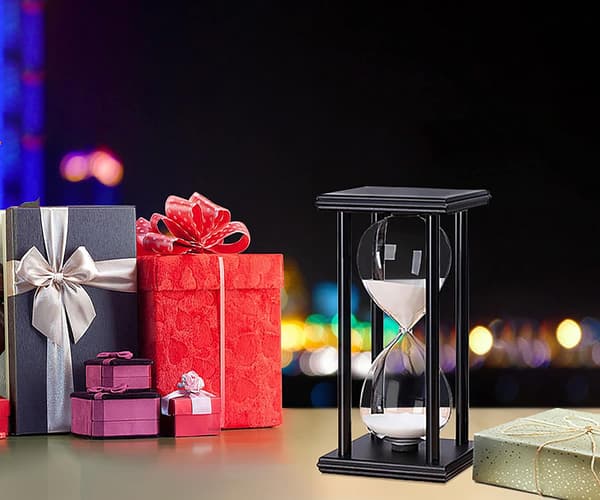60 Minuter Timglas Sand Timer Retro Heminredning med 4 Svarta Träramar