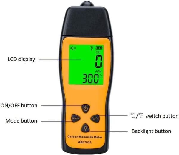 Håndholdt kulilte-måler, 80Db CO-lækagedetektor, CO-gasanalysator