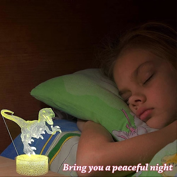 SBSG Dinosaur Natlamper, 3D T-Rex Illusionslampe 16 Farver Udskiftelig Lampe