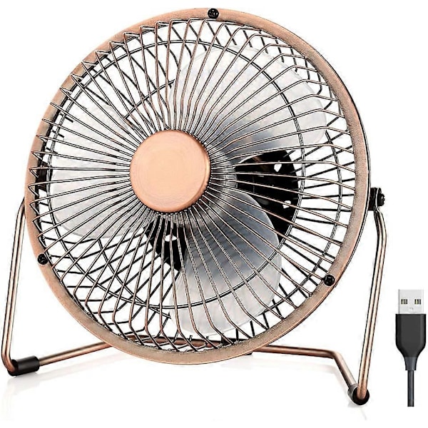 Mini USB Ventilator USB Blæser Skrivebordsventilator Metal Lille Støjsvag Kraftig Justerbar 360 6 tommer Bronze til Kontor Hjem Camping
