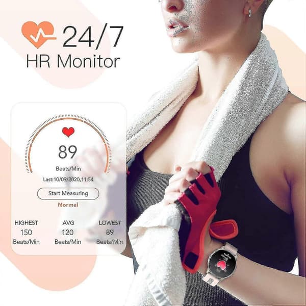 1,3 tums Bluetooth Sport Smartklocka med Pulsmätare (rosa)