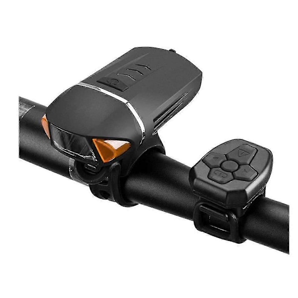 Sykkellys, Oppladbare Sykkellykter Foran og Bak - 350 Lumen Frontlykt &amp; Sett-sykkelbjelle - Vanntett - Passer Alle Sykler, Hybrid, Landevei (svart)