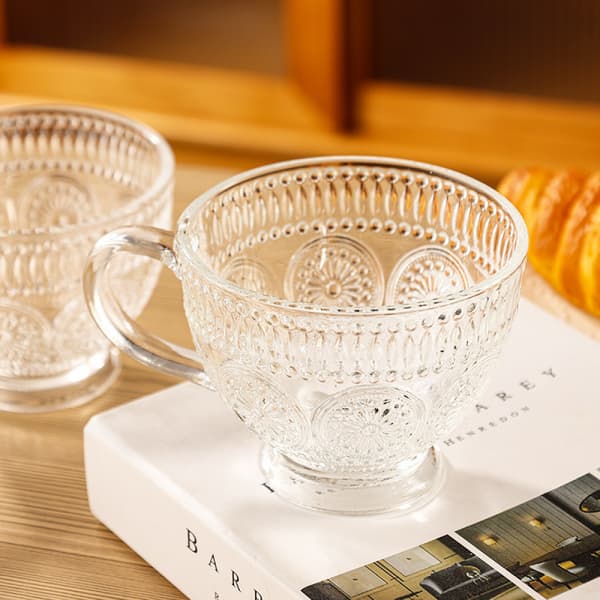 Vintage kaffekrus Glasprægede kaffekopper Glas kopper Te kopper