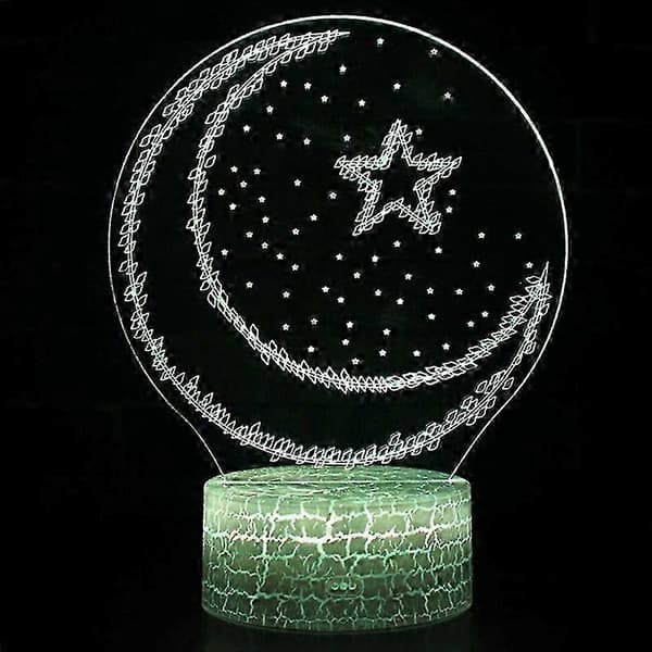 Ramadan Dekor LED Lys Hjem Skrivebordslys Måne Stjerner Fargerik Lampe Islamsk Gave A