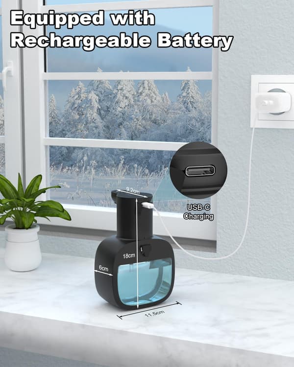 Automatisk såpedispenser, USB C veggmontert såpedispenser, 500 ml