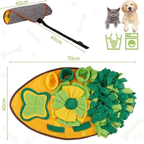 Snusematte 70*40cm Hundetrenere Puslespill Gravematte Sakte Fôring Smart Leke Hund Snusematte Stressreduserende Sammenleggbart Teppe Sklisikker-Vaskbar