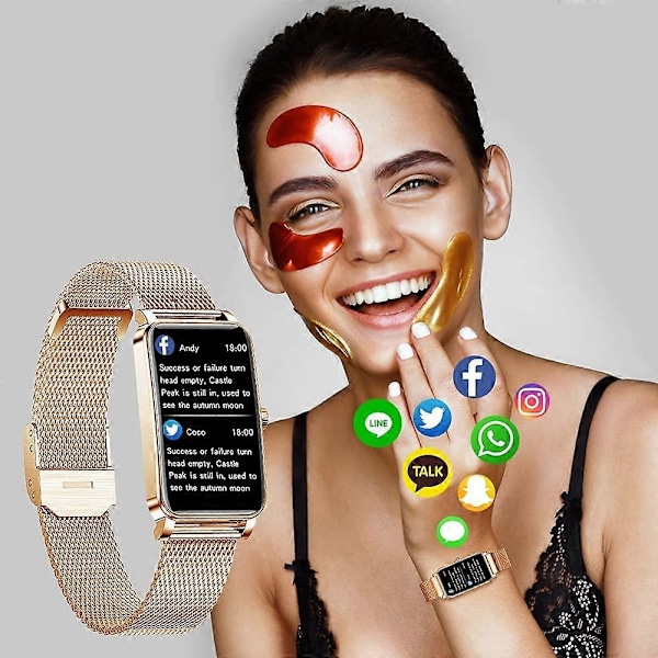 Smartwatch til kvinder - IP68 vandtæt - Kvindeperioderegistrering - SMS-notifikation - Pulsmåler - Android iOS