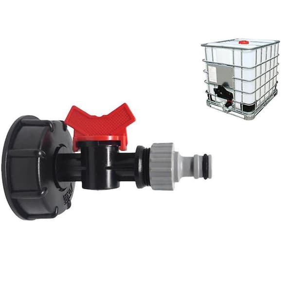 S60x6 IBC Vanntank Adapter Ventil Kran Tank 1000 Liter 3/4\" Hageslange