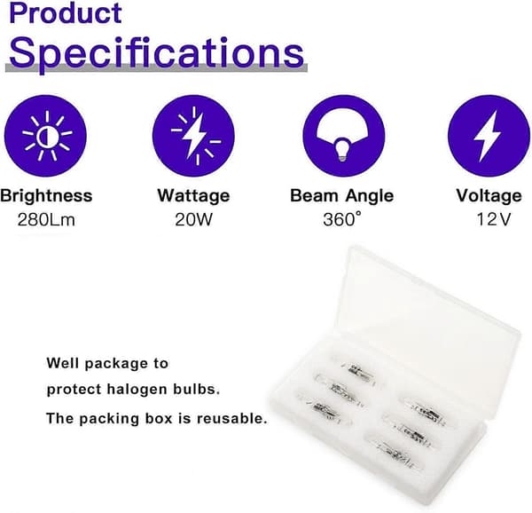 12-pack G4 20W 12V 2800K 2-stifts halogenlampa för köksfläkt, kök, vardagsrum, sovrum