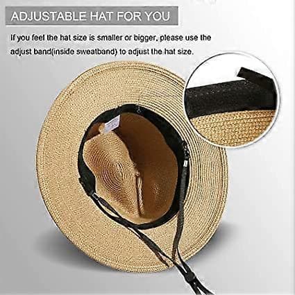 Dame Bredskygget Panama Stråhat, Rul-op Fedora Strand Solhat UPF50+