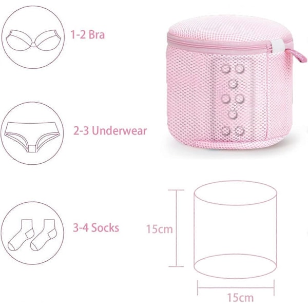 Undertøy Vaskenett Vaskemaskinpose BH Mesh Vaskepose 2 STK Gjenbrukbar Vaskemaskinpose med Glidelås for BH (Rosa)