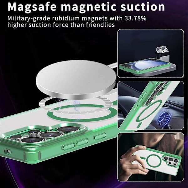 (Grøn) Til Samsung Galaxy S25 Ultra Cover Kompatibelt med MagSafe TPU+PC Gennemsigtigt Telefon Cover Grøn