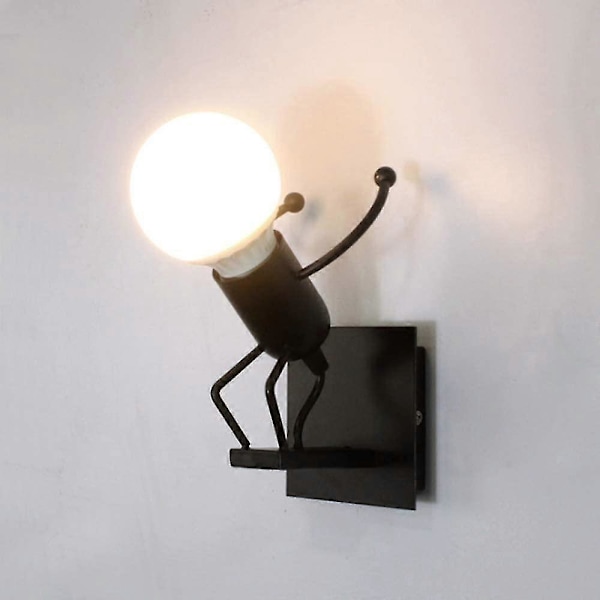 LED indendørs væglampe, moderne væglampe, E27 vintage metallampe, sort