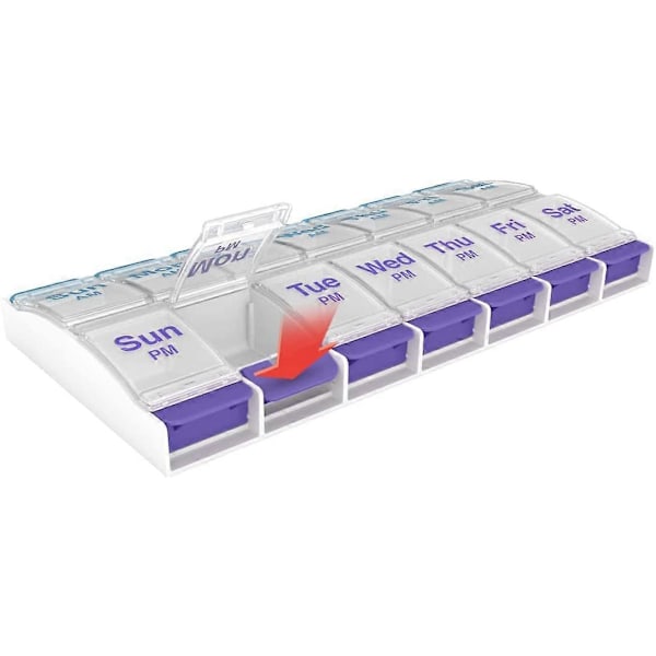 Ezy-Dose AM/PM Pillerplanerare med Tryckknapp (XL)