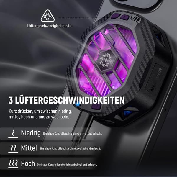 Telefonkylare, 3-stegs magnetisk trådlös snabbkylningsfläkt