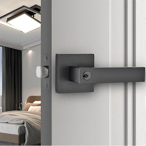 Firkantet, låsestørrelse 60/70mm, Qrity dørvriderhåndtaklås, dørhåndtak i aluminiumslegering for bruk på soverom, garderobe, lagerrom og kontor