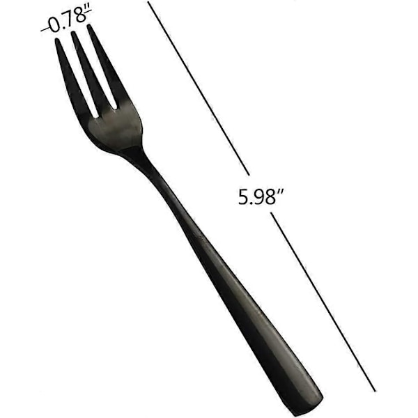 16 Dele Rustfrit Stål 3-Tandet Sort Dessertgaffel til Appetizer