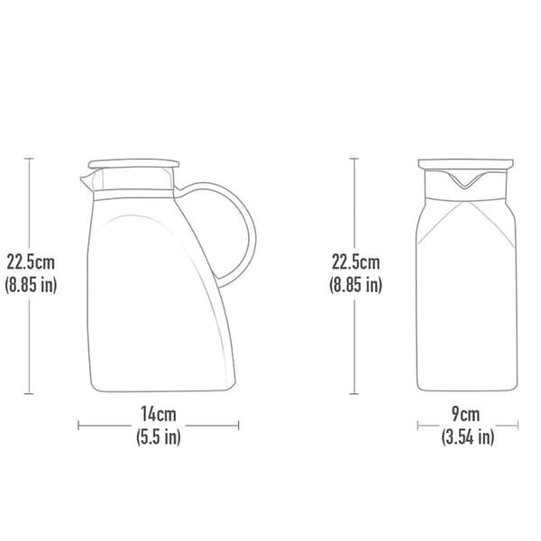 Vandkande/karaffel i glas med låg i rustfrit stål, lækagesikker, 1,8 L