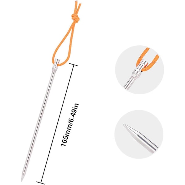 Teltplugger med krok, lange teltplugger i legering, vindtette for camping