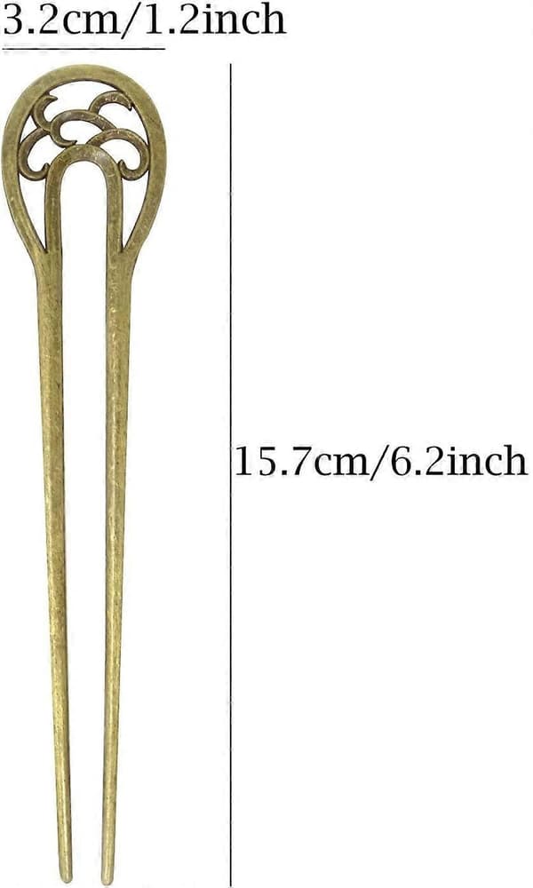 Sæt med 3 Metal U-formede Hårnåle til Kvinder, 16cm