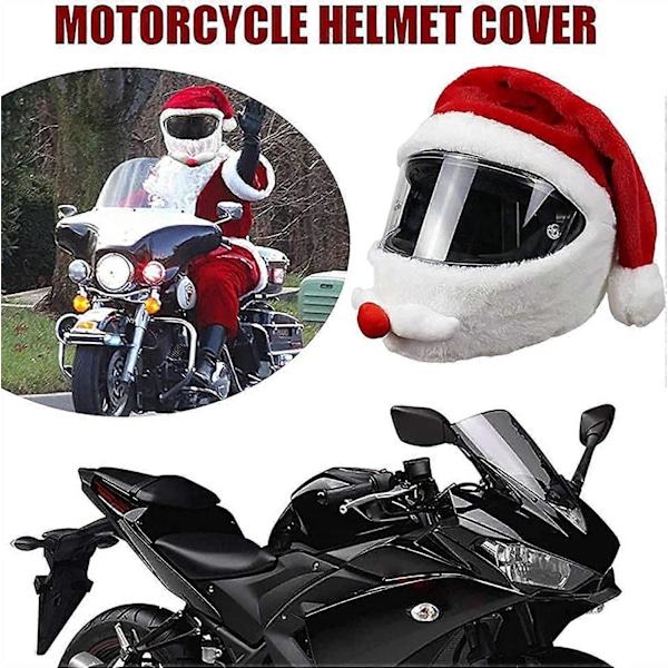 Gnrique Plysj Julemotorcykelhjelmbetræk, Motorcykelhjelmbetræk Julemand Motorcykelhjelm Beskyttelsesbetræk Juledekoration Fleece