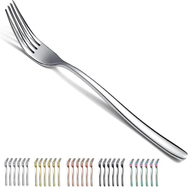 6-pack middagsgafflar, rostfritt stål 21,5 cm, bordsgafflar, bestick gaffelset, silverbestick set, diskmaskinsäker.