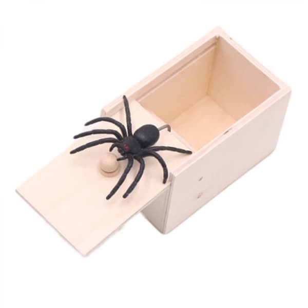Prank Spider Surprise Box Gummi Spindel Prank Box Knepig Spindel Trälåda - Snngv