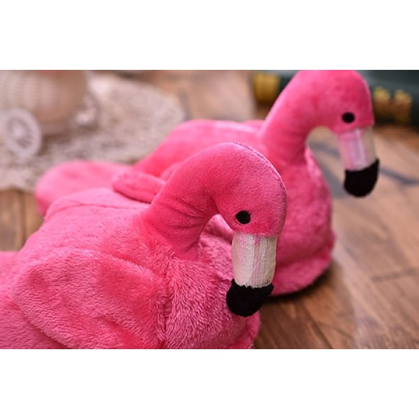 Flamingotofflor damer Plysch djurtofflor