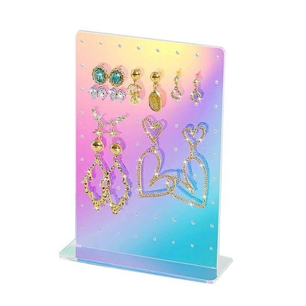 Dubbelsidig örhängehållare i akryl - Iridescent smyckesdisplay med platsbesparande design