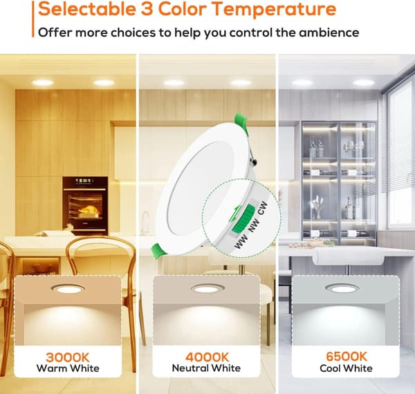 12 stk. 7w Hvid LED Downlight Indbygningsloftslamper Slank Spotlys