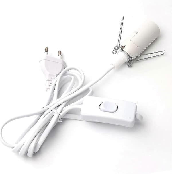 Kabel til Saltlampe med Afbryder - E14-1,8 M - Fatning til Saltlampe, Hvid