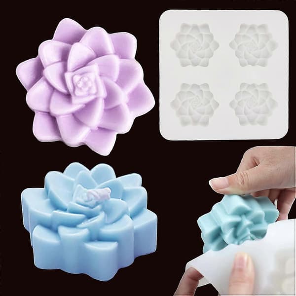 4 hulrom silikon såpeform, blomsterformet sjokoladekake bakeform, DIY såpehåndverk